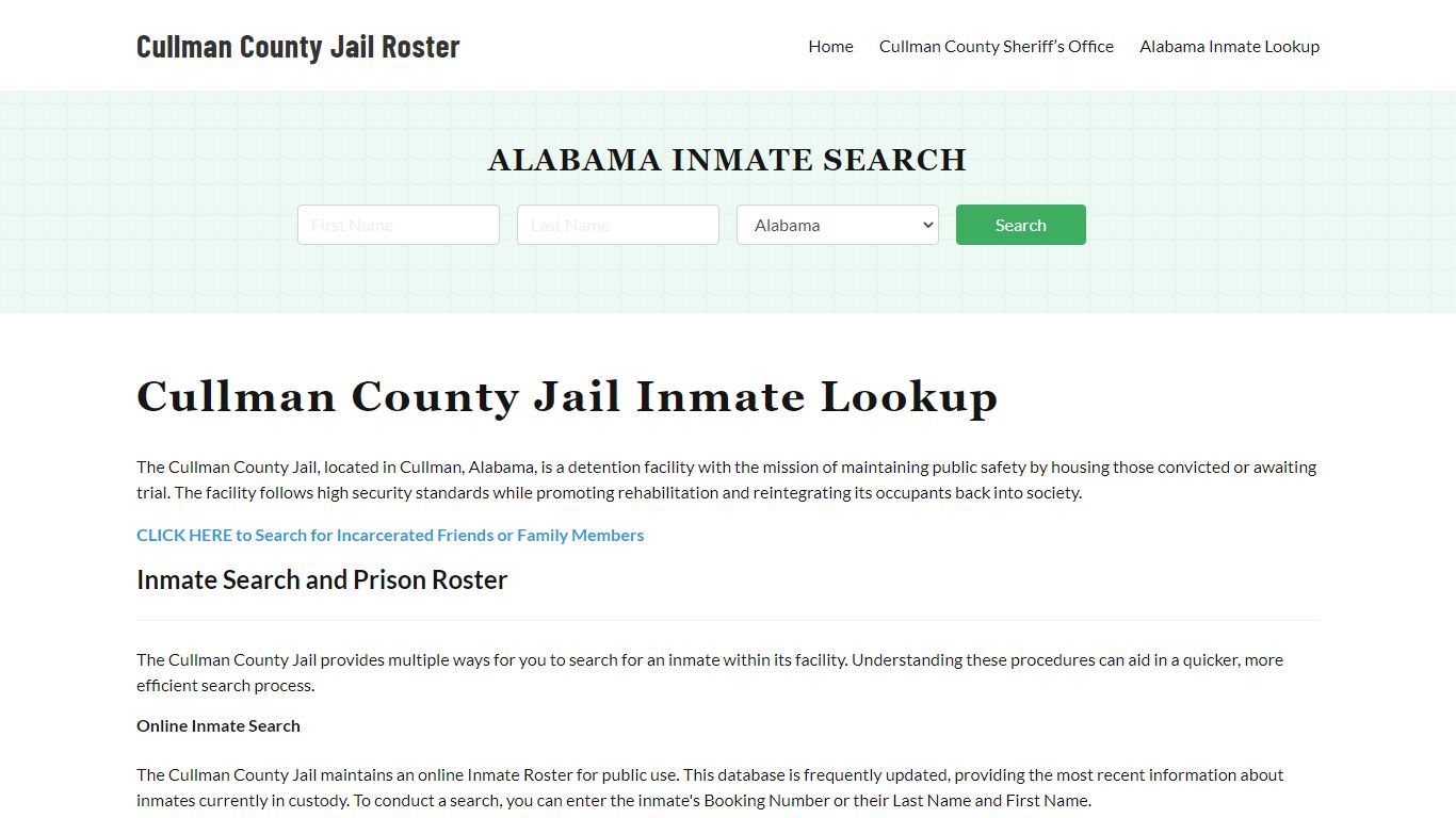 Cullman County Jail Roster Lookup, AL, Inmate Search